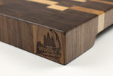 Corner detail of Retro Metro showing the Wooded logo