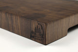 Corner detail of Key Walnut showing the Wooded logo