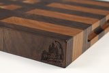 Corner detail of Grain Pane showing the Wooded logo