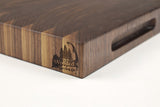 Corner detail of Walnut Single No. 9 showing the Wooded logo