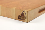 Corner detail of Cherry Single No. 9 showing the Wooded logo