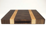 Handle-end view of Grainy Lane, Walnut and Maple end-grain cutting board