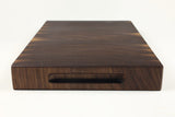 Handle-end view of Walnut Single No. 9, Walnut end-grain cutting board