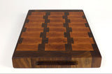 Handle-end view of Blocky Road, Walnut and Cherry end-grain cutting board