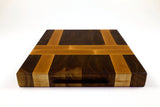 Handle-end view of The Crossroads, Walnut and Maple end-grain cutting board