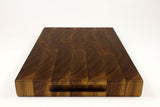 Handle-end view of Walnut Wave, Walnut end-grain cutting board