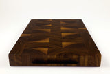 Handle-end view of Patterned Planks, Walnut end-grain cutting board