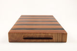 Handle-end view of Walnut & Cherry Single No. 2, Cherry and Walnut end-grain cutting board