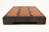 Handle-end view of Rocky Road No. 8, Cherry and Walnut end-grain cutting board