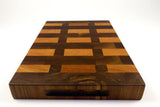 Handle-end view of Cherry Walnut Lattice, Walnut and Cherry end-grain cutting board