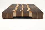 Handle-end view of Retro Metro, Walnut and Maple end-grain cutting board