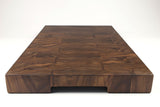 Handle-end view of Dusky Waves, Walnut end-grain cutting board