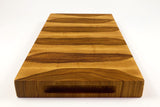 Handle-end view of BoardHickory29, Hickory end-grain cutting board