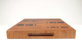 Handle-end view of Five Cylinders, Cherry and Walnut end-grain cutting board