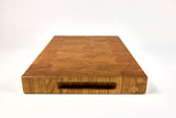 Handle-end view of Cherry Squares, Cherry end-grain cutting board
