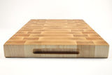 Handle-end view of The Maple Standard No. 2, Maple end-grain cutting board