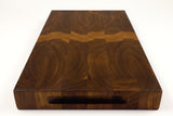 Handle-end view of Grainy Gorge, Walnut end-grain cutting board