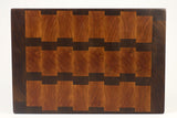 Top-down view of Blocky Road — Walnut and Cherry end-grain cutting board, 17.5″ × 12″ × 2″