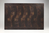 Top-down view of Ribbons — Walnut end-grain cutting board, 14.5″ × 22″ × 2.25″