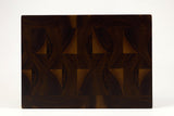 Top-down view of Patterned Planks — Walnut end-grain cutting board, 11.75″ × 16″ × 1.75″