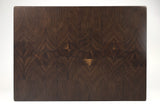 Top-down view of Dark Diamonds — Walnut end-grain cutting board, 13.5″ × 19″ × 2″