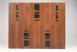 Top-down view of Five Cylinders — Cherry and Walnut end-grain cutting board, 15″ × 19″ × 2″