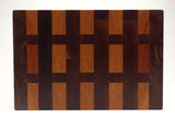 Top-down view of Cherry Walnut Lattice — Walnut and Cherry end-grain cutting board, 12″ × 18″ × 1.75″
