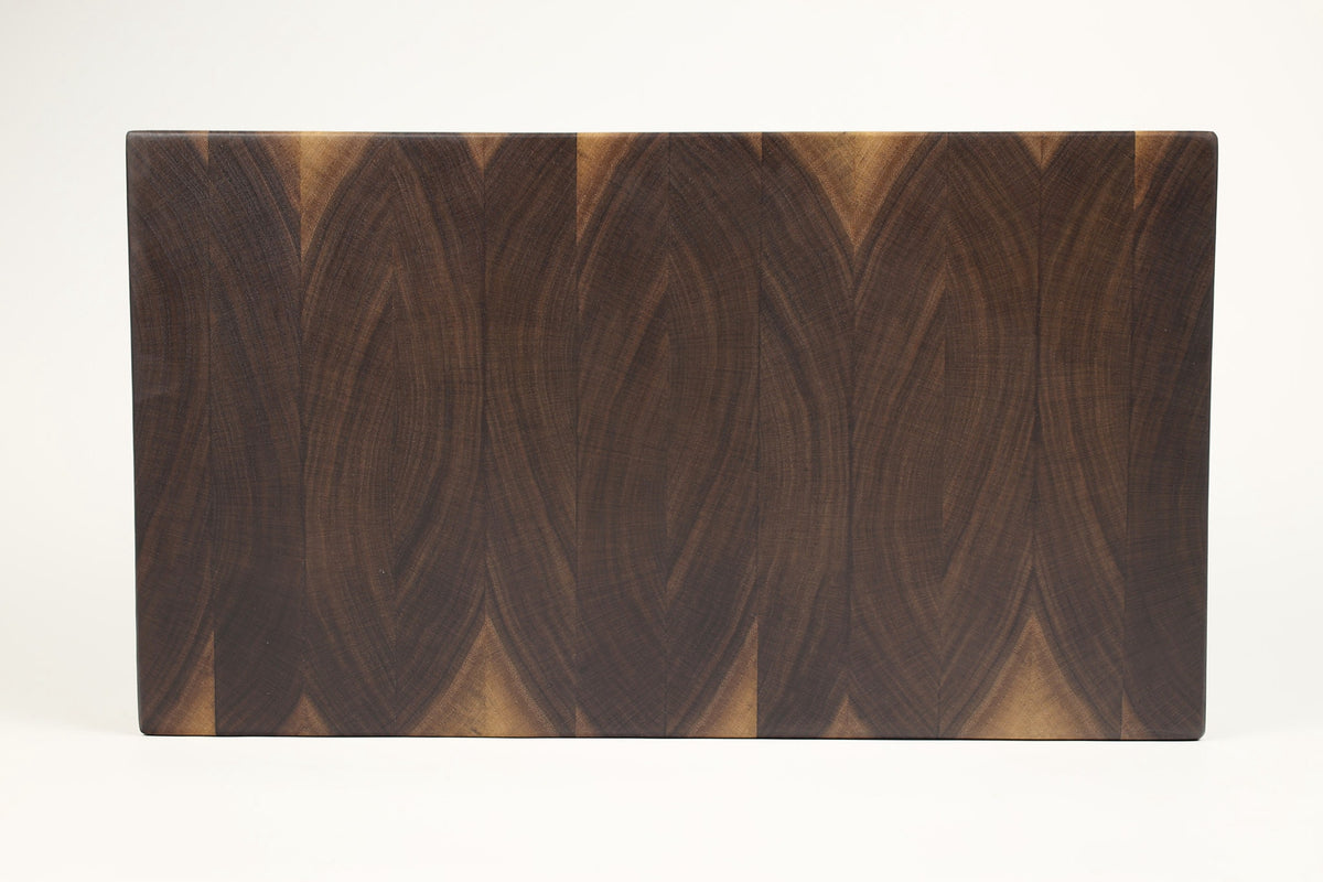 Top-down view of Walnut Single No. 10 — Walnut end-grain cutting board, 9.5″ × 17.5″ × 2″
